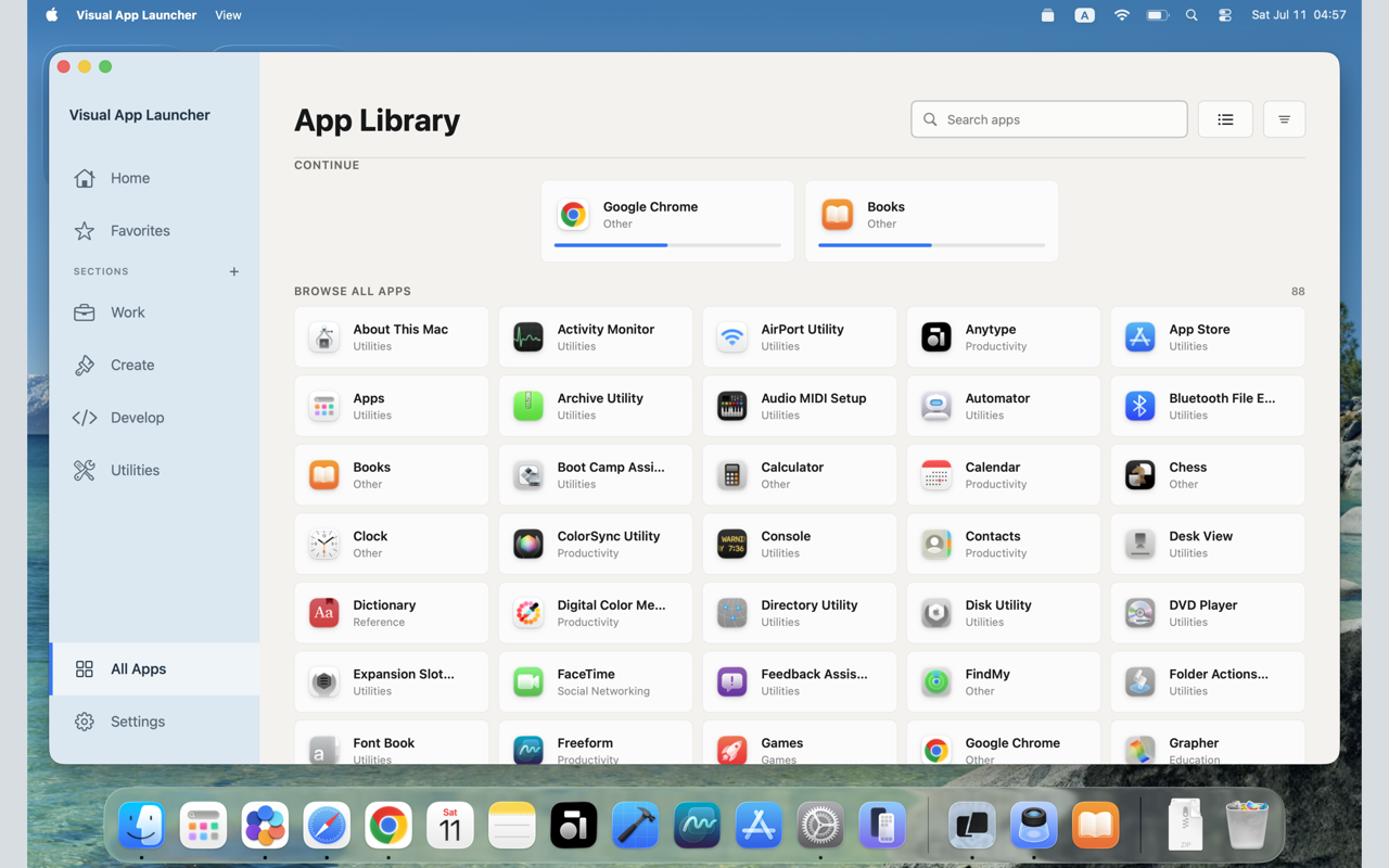 Visual App Launcher app library and search