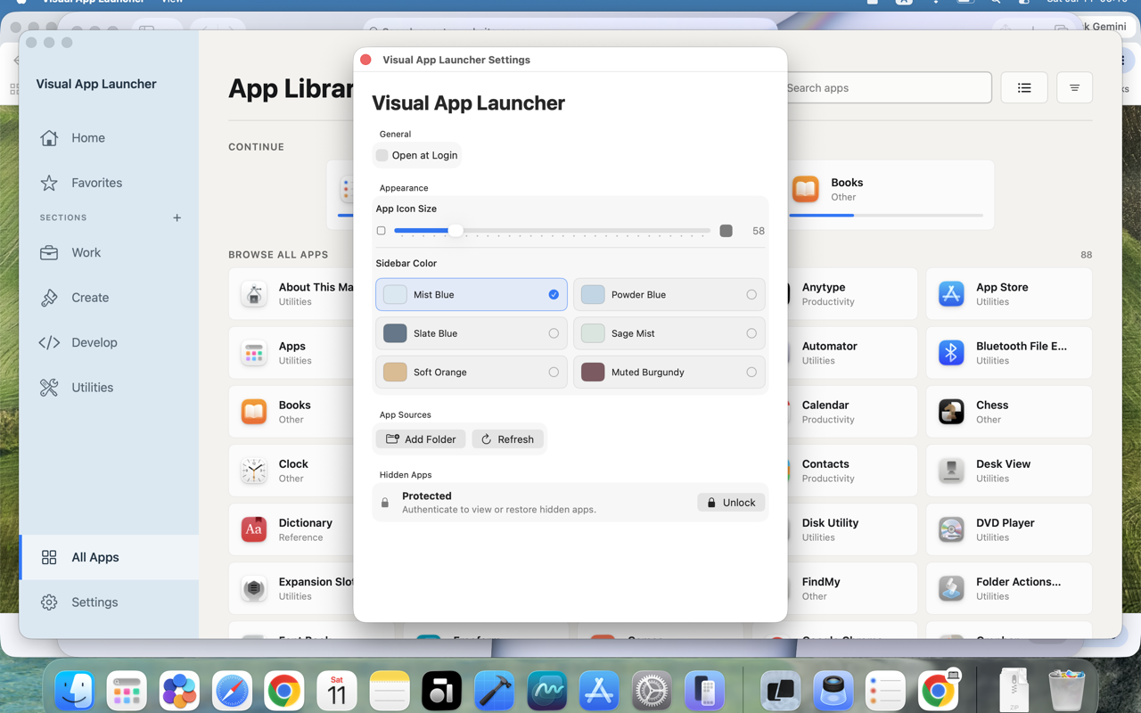 Visual App Launcher settings